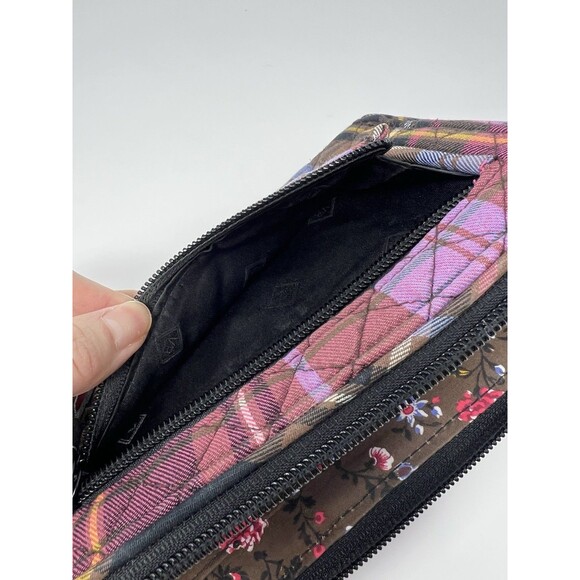 Vera Bradley RFID Turnlock and Zip Wallet Perfectly Plaid RARE Color Pink Brown - Picture 5 of 9